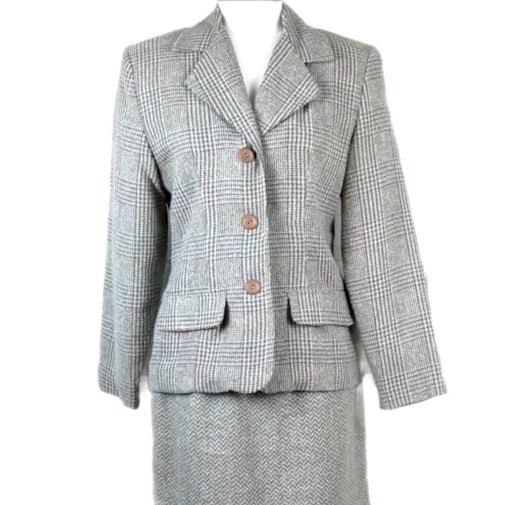 SIMPLY MANAKIN 2-pc. Prince of Wales Tweed Dress Suit size jacket 8, ski…